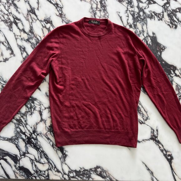 Loro Piana Men's Superlight Long Sleeve Crewneck 100% Cashmere Tibetan Red IT 48 - Picture 2 of 16
